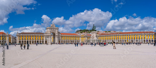 View of Praca do Comercio and Arco da Rua Augusta on a sunny day, Lisbon, Portugal, Europe