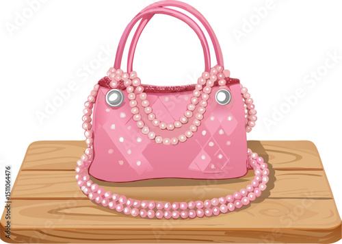 A stylish pink leather handbag, a luxurious accessory, is isolated, epitomizing feminine elegance and designA stylish pink leather handbag, a luxurious accessory, is isolated, epitomizing feminine