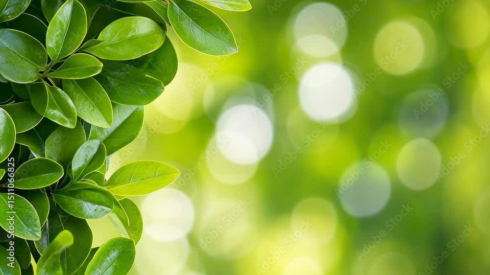 Green Leaves and Bokeh: A vibrant composition featuring fresh green leaves in sharp focus against a soft, dreamy bokeh background, evoking a sense of natural beauty and tranquility. Green Leaves and Bokeh: A vibrant composition featuring fresh green leaves in sharp focus against a soft, dreamy bokeh background, evoking a sense of natural beauty and tranquility.