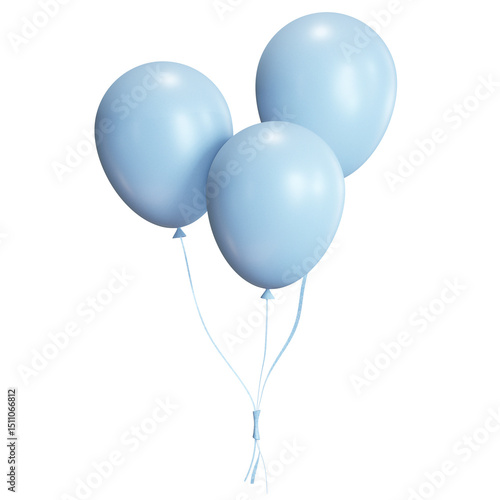 Three baby blue balloons floating joy celebration party
