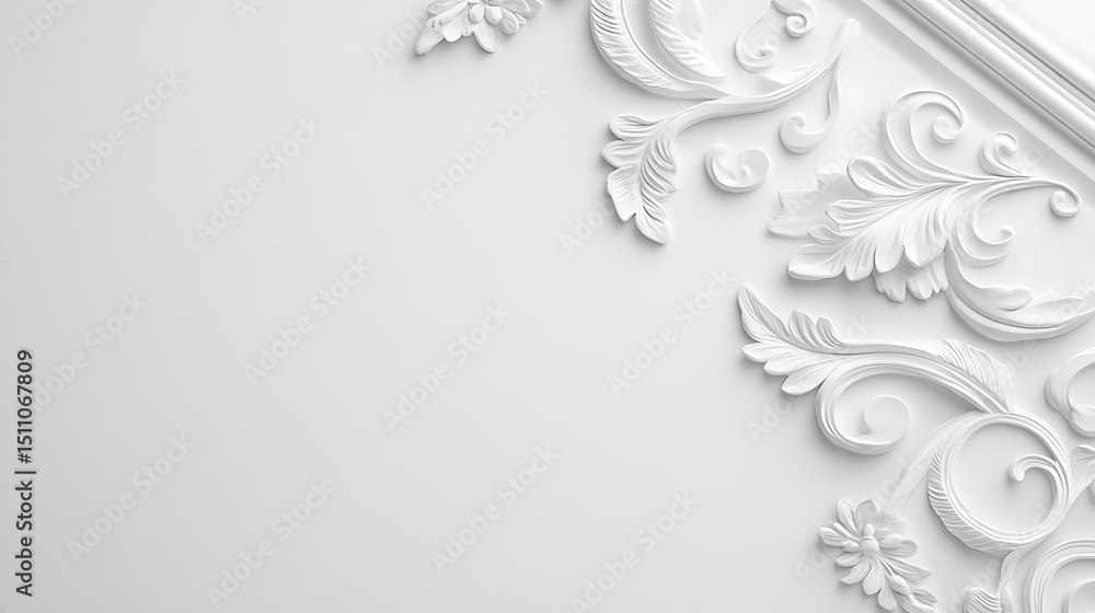 Fototapeta premium Ornate white wall trim design