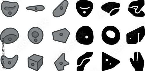 Climbing holds set for rock walls and indoor gym climbing design
