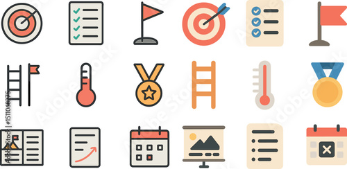 Collection of minimalist icons for business and achievements