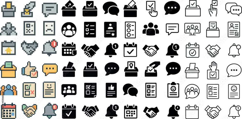 Diverse set of vector icons for communication and business tools Diverse set of vector icons for communication and business tools