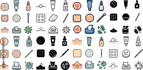 Skincare icons and symbols set for beauty and health design projects