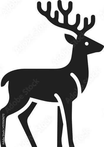 Simple Minimalist Deer Vector Art, Elegant Running Deer Illustration, Deer silhouette on White or Transparent Background