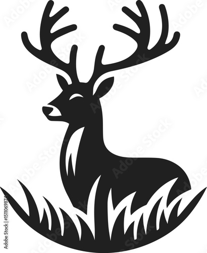 Simple Minimalist Deer Vector Art, Elegant Running Deer Illustration, Deer silhouette on White or Transparent Background