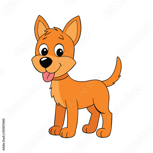 Cute Cartoon Dog Vector Illustration on White Background.