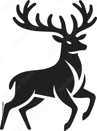 Simple Minimalist Deer Vector Art, Elegant Running Deer Illustration, Deer silhouette on White or Transparent Background