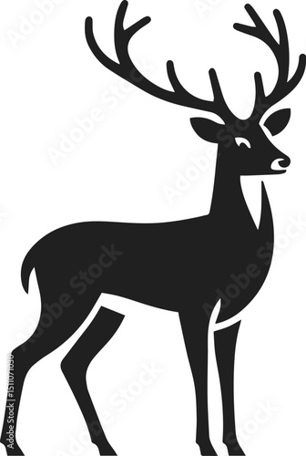 Simple Minimalist Deer Vector Art, Elegant Running Deer Illustration, Deer silhouette on White or Transparent Background