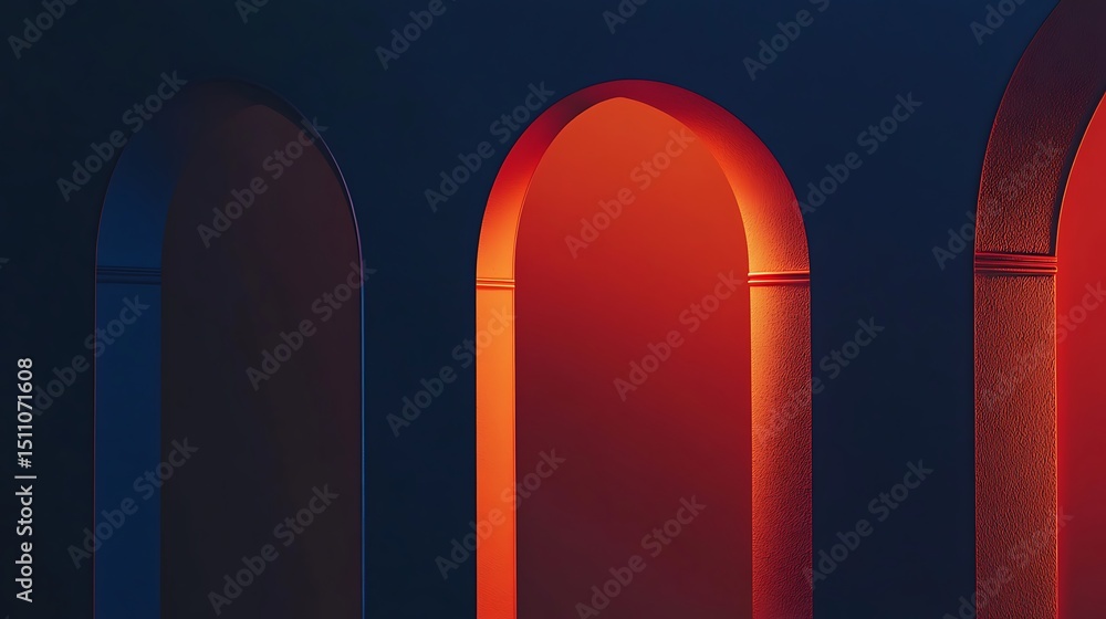 Fototapeta premium Abstract arches with vibrant lighting