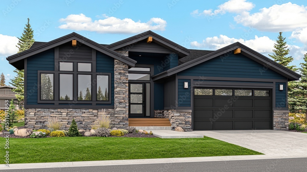 Fototapeta premium Modern Ranch House Architectural Design