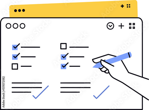 Checklist task management software project planning productivity app digital to do list organizer tool 100 vector art illustration