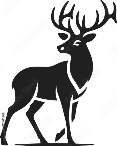 Simple Minimalist Deer Vector Art, Elegant Running Deer Illustration, Deer silhouette on White or Transparent Background