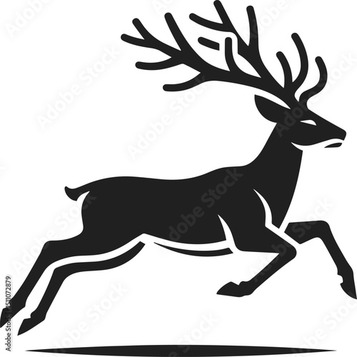 Simple Minimalist Deer Vector Art, Elegant Running Deer Illustration, Deer silhouette on White or Transparent Background