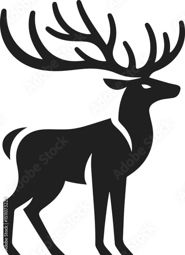 Simple Minimalist Deer Vector Art, Elegant Running Deer Illustration, Deer silhouette on White or Transparent Background