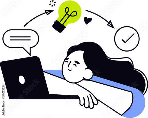 Finding inspiration creative idea solution lightbulb moment innovation eureka thinking concept design art vector art illustration