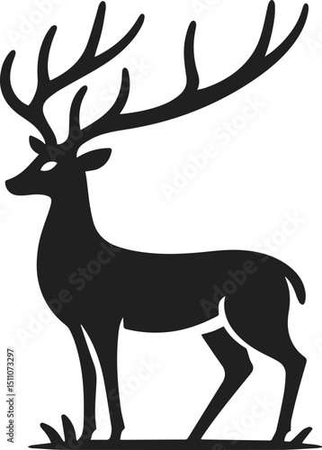 Simple Minimalist Deer Vector Art, Elegant Running Deer Illustration, Deer silhouette on White or Transparent Background