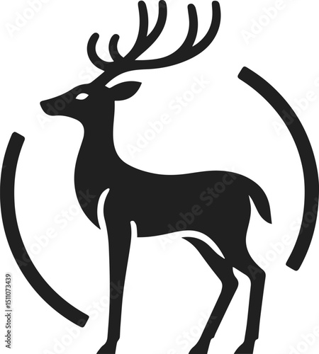 Simple Minimalist Deer Vector Art, Elegant Running Deer Illustration, Deer silhouette on White or Transparent Background