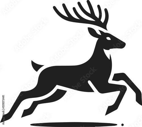Simple Minimalist Deer Vector Art, Elegant Running Deer Illustration, Deer silhouette on White or Transparent Background