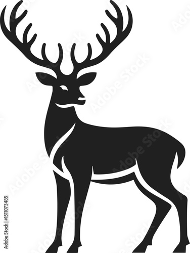 Simple Minimalist Deer Vector Art, Elegant Running Deer Illustration, Deer silhouette on White or Transparent Background
