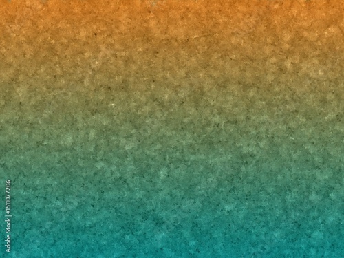 Abstract textured background with a gradient transition from orange to teal, ideal for various design projects and creating a vintage or rustic feel.