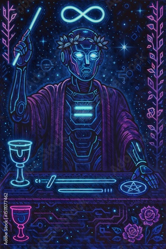 The Magician (sci-fi/robot version) Tarot Card