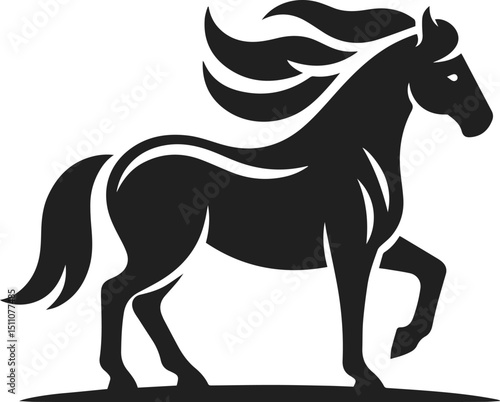 Simple Minimalist Horse Vector Art, Elegant Running Horse Illustration, Horse silhouette on White or Transparent Background