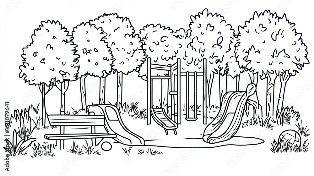 Obraz premium Black and white playground scene (2)