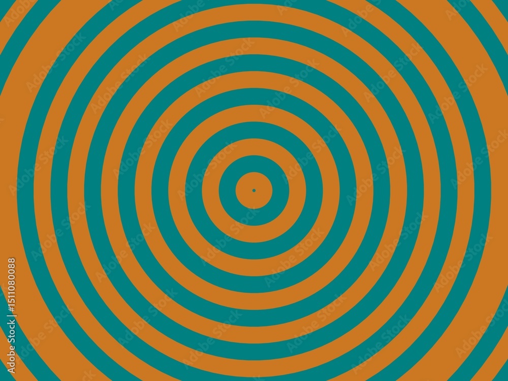 Naklejka premium Abstract concentric circles in teal and burnt orange create a hypnotic, visually engaging background pattern.