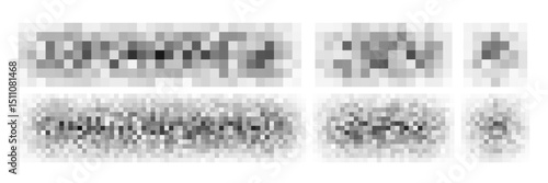 Pixel blur censor square mosaic. Censorship png effect, unknown face sensitive content. Vector people bg, image censure bar. Blurry naked body pattern, private transparent box. Explicit secret shape