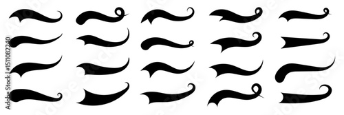 Baseball swoosh. Sports swash underline shapes set in retro style. Creative black swooshes for dynamic design elements suitable for sports branding and marketing materials.