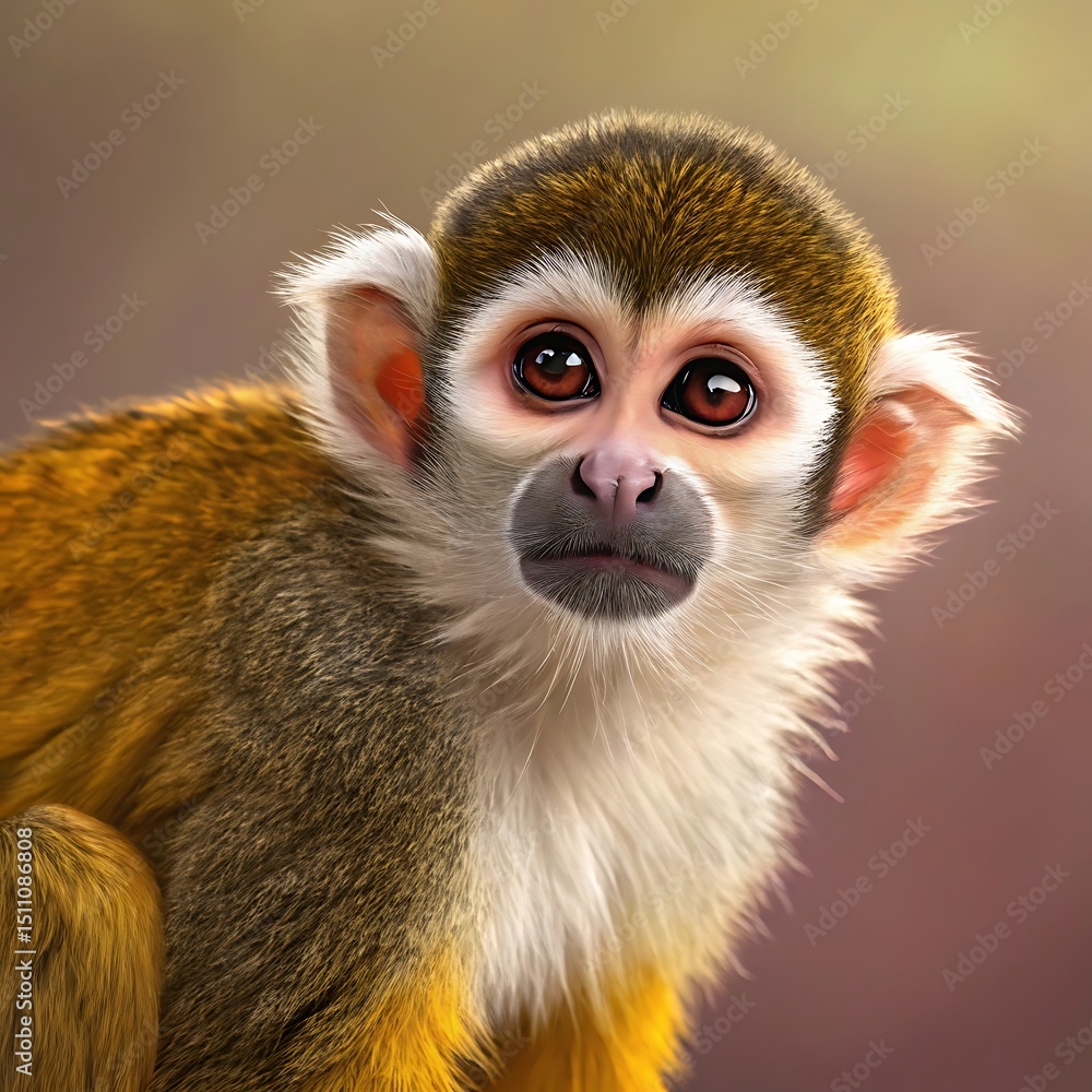 Obraz premium Adorable baby squirrel monkey portrait close up