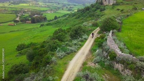 Motorbike Near Cliffs at Climbing Area – Sardegna, Italy – May 19, 2018