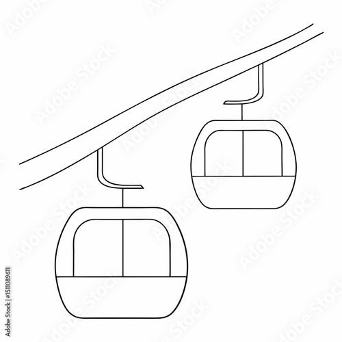 Ropeway coloring page simple and minimal line art illustration on white background