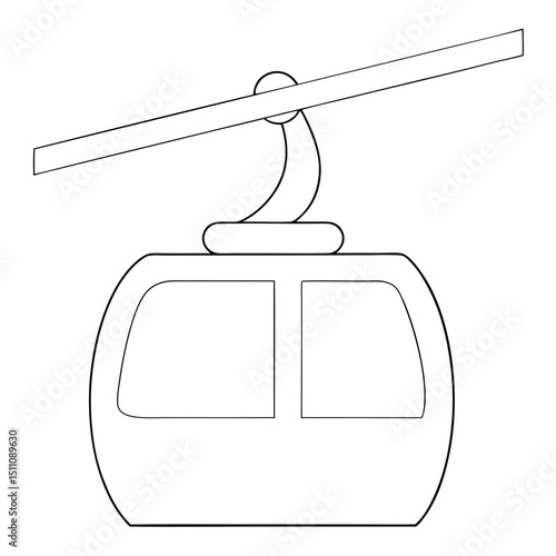 Ropeway coloring page simple and minimal line art illustration on white background