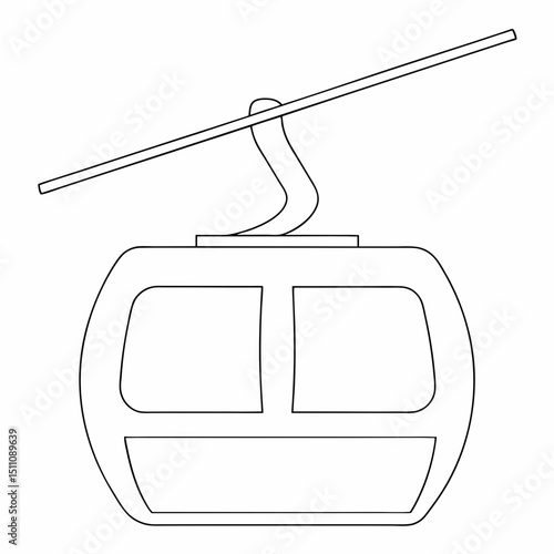 Ropeway coloring page simple and minimal line art illustration on white background