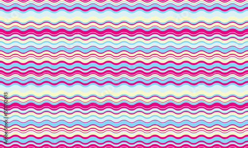 Abstract background with wavy stripes in vibrant colors, creating a rippled, liquid effect. Smooth curves and textured lines add elegance, vitality, and creativity. Ideal for wallpaper or textile.