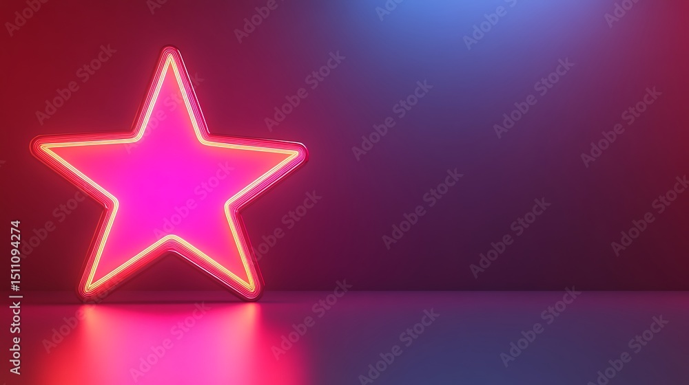 Neon star in vibrant gradient background Neon star in vibrant gradient background