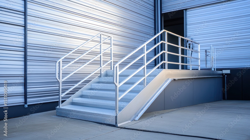 Fototapeta premium Exterior metal stairs leading to a building
