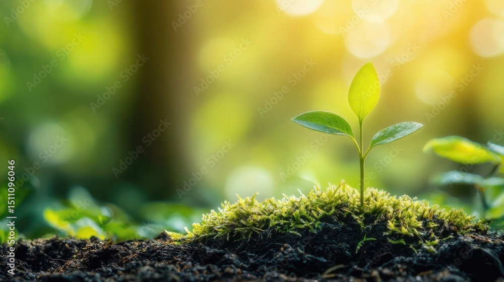 New Life Sprouting A Seedling in Sunlight New Life Sprouting A Seedling in Sunlight