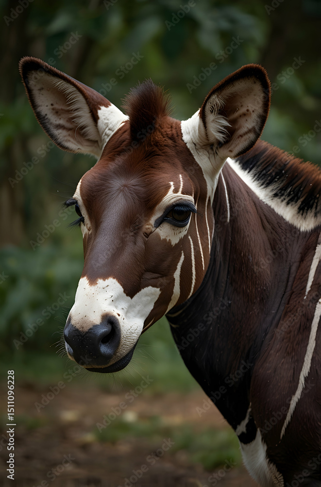 Naklejka premium Okapi Head and Neck Detail