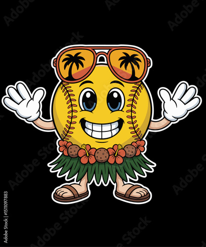 Hawaii Softball Ball Hawaiian Tropical Funny Summer Vacation