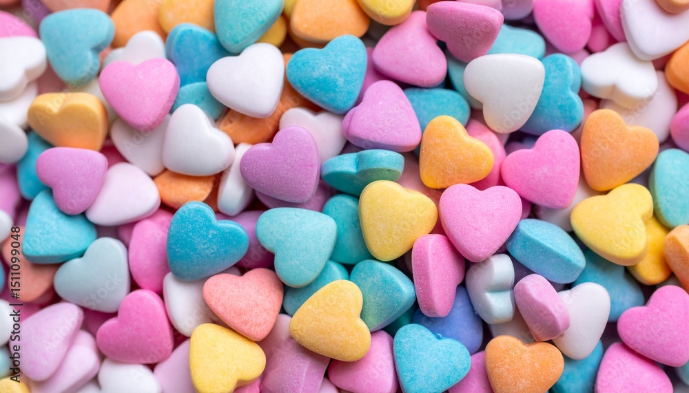Brightly colored candy hearts background Brightly colored candy hearts background