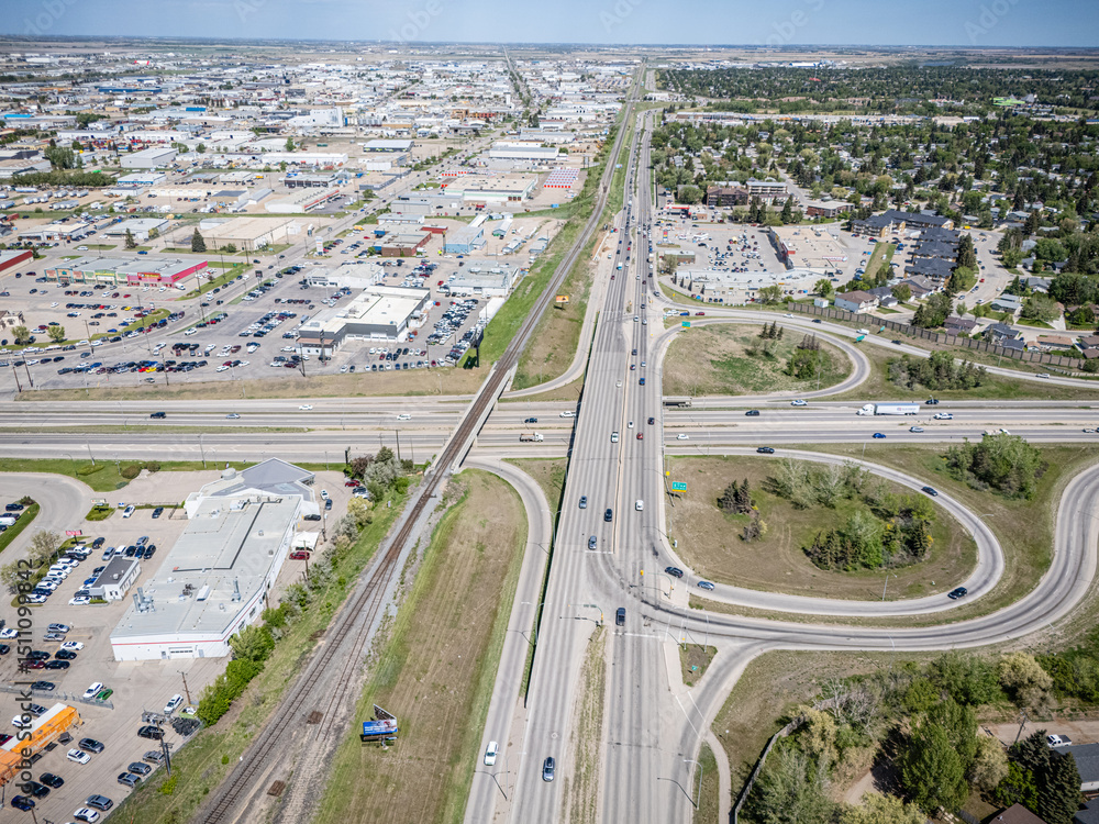 Fototapeta premium Busy highway with cars and trucks on it