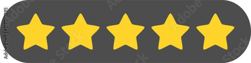 Dark Rating Icon with Five Gold Stars