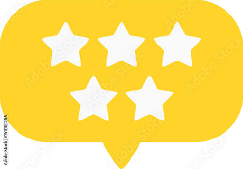 Gold Balloon Icon with Five Stars Rating