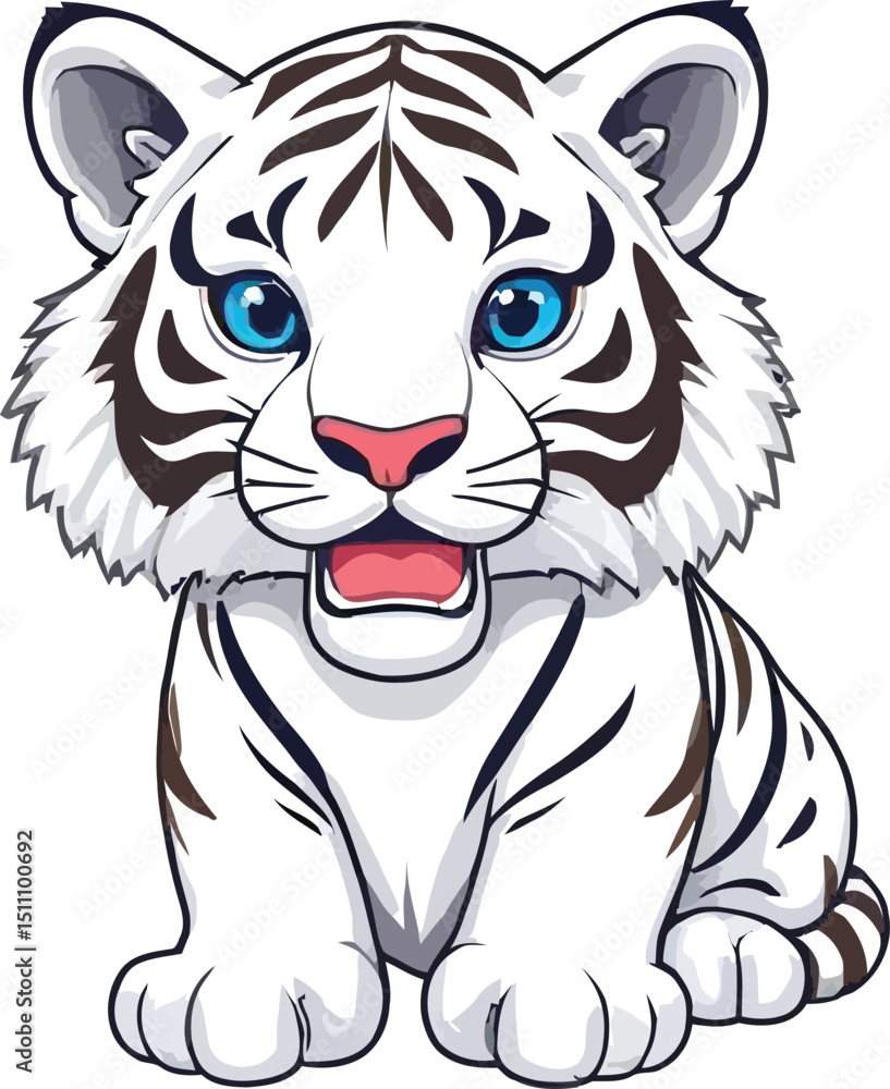 Fototapeta premium create cartoon a illustrator vector white tiger