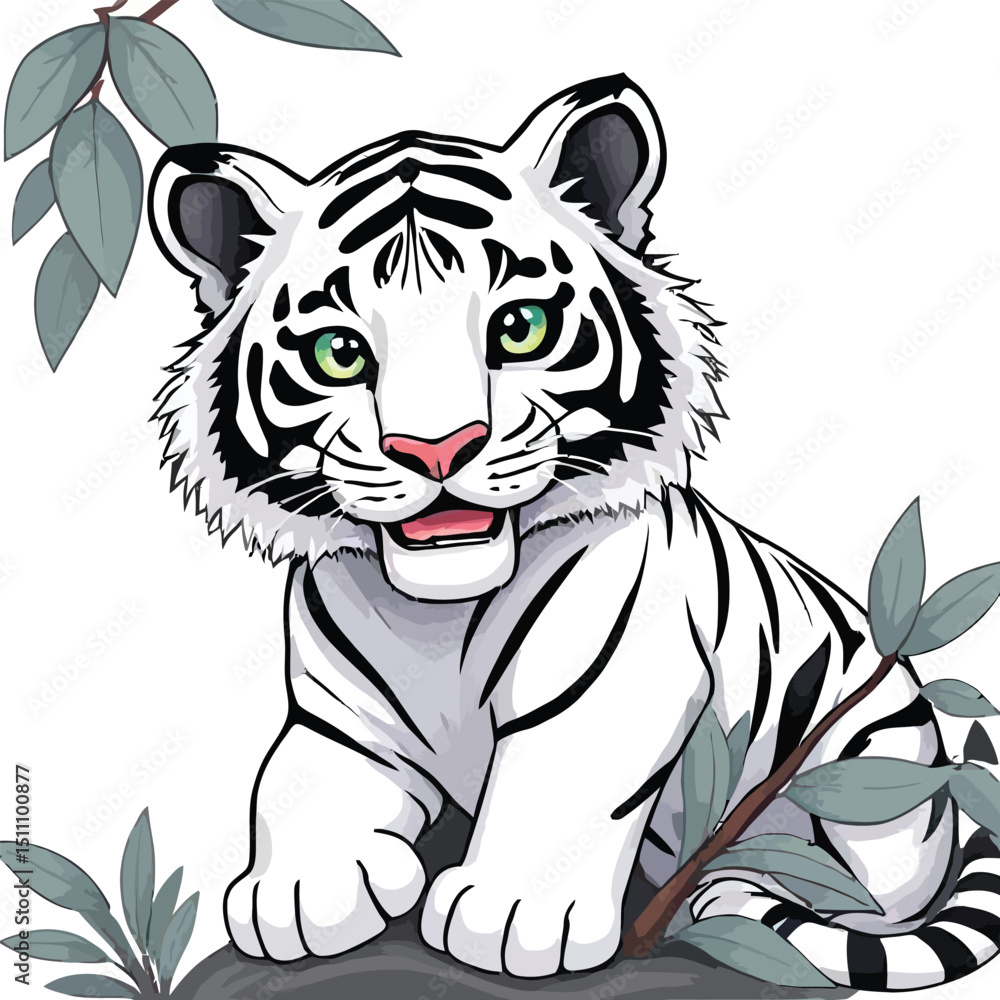 Fototapeta premium create cartoon a illustrator vector white tiger