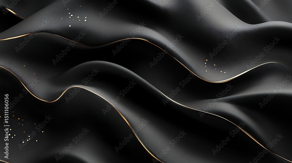 Obraz premium Abstract black fabric with gold accents